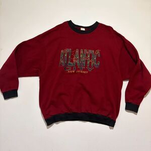 Vintage Burgundy Atlantic City New Jersey Crewneck Made in USA